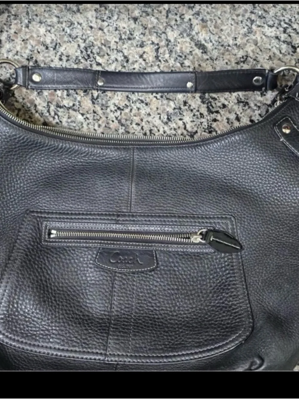 Coach Black Pebbled Leather Shoulder Hobo Bag